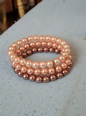 Elegant Rose Gold and Bronze Pearl Coil Bracelet - Women Jewelry